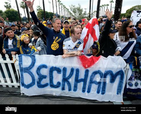The David Beckham statue at Legends Plaza at Dignity Health Sports Park in Los Angeles.