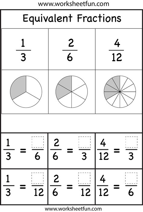 Matching Equivalent Fractions Worksheet