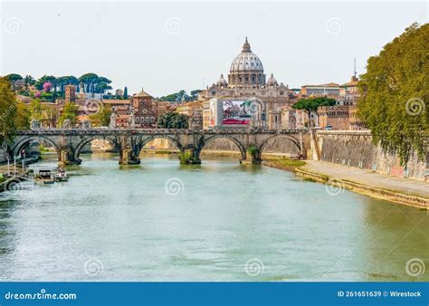 View Along the Tiber River Toward Vatican City in Rome, Italy Editorial ...