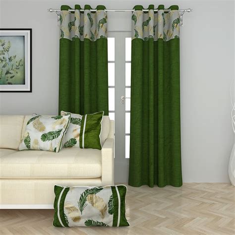 Buy Home Centre Corsica - Green Curtains and Cushion Covers Set - 5Pcs ...