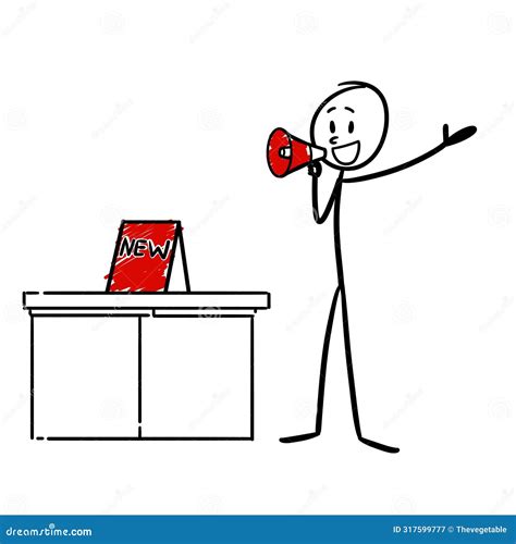 Stick Figure Talking with a Loudspeaker Stock Illustration ...