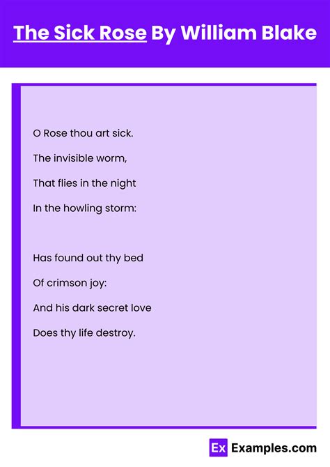 The Sick Rose Poem by William Blake to Download