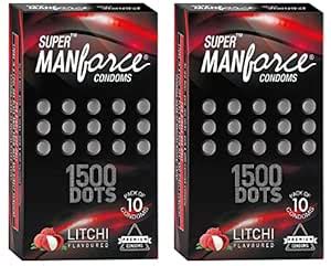 Buy Manforce Extra Dotted Condoms, Litchi Flavoured- 10 Pcs x Pack of 2 ...