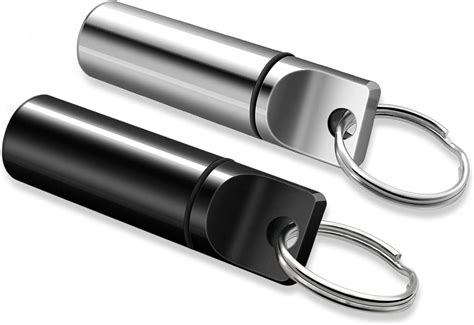 Guuyoo 2PCS Waterproof Keychain Pill Holder, Portable Aluminium Alloy ...