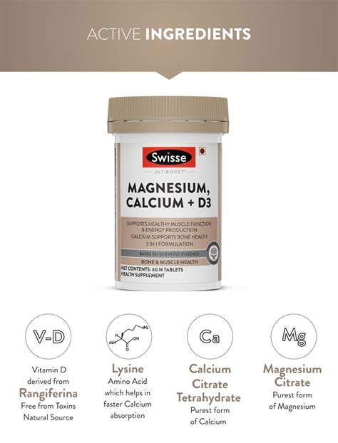 Buy SWISSE ULTIBOOST MAGNESIUM CALCIUM+D3 - 60 TABLETS BOTTLE Online ...