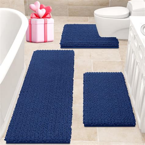 Amazon.com: ACCUMTEK Upgrade Extra Large Blue Bathroom Rug Set 3 Pieces ...