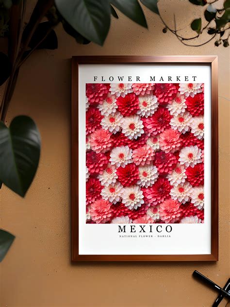 Mexico National Flower Dahlia Wall Art Print Flower Market - Etsy