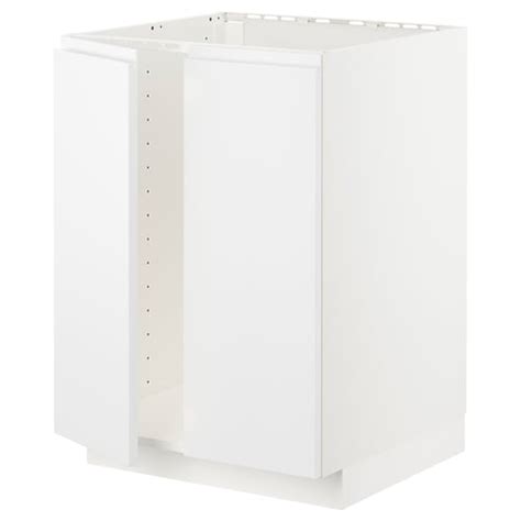 METOD base cabinet for sink + 2 doors, white/Voxtorp matt white ...