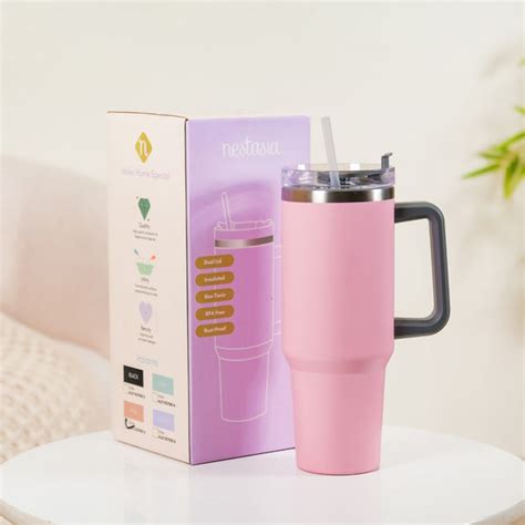 Stainless Steel Insulated Tumbler With Straw - Tumbler With Lid | Nestasia