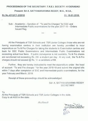 TS:TREIS - Sanction of To & Fro Charges for SSC and Intermediate Public ...