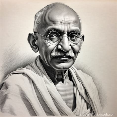 Mahatma Gandhi Pencil Drawing | Stable Diffusion Online