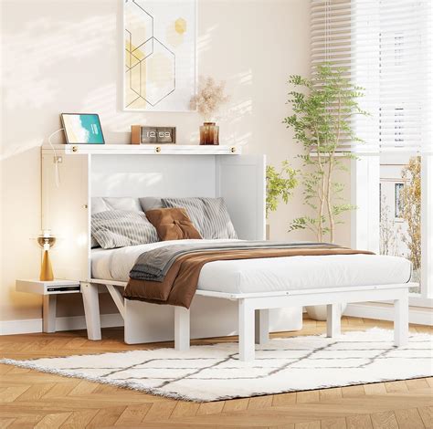 Amazon.com: SOFTSEA Full Murphy Bed Cabinet with Charging Station and ...