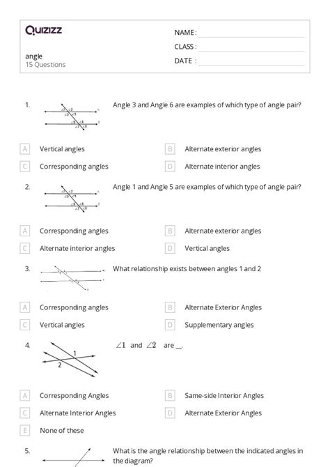 Image result for Adjacent Angles Worksheet