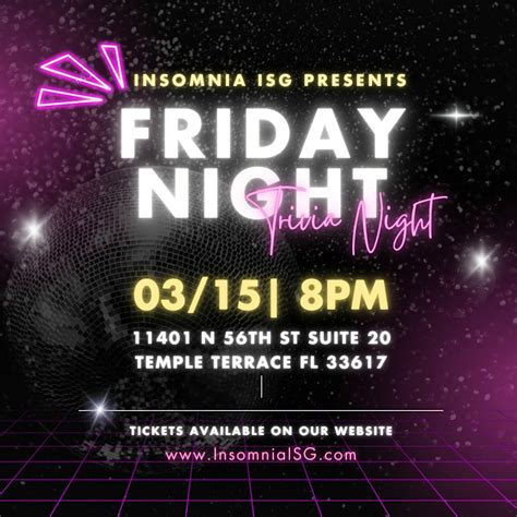 Trivia Night At Insomnia ISG, Insomnia ISG, Temple Terrace, 15 March ...