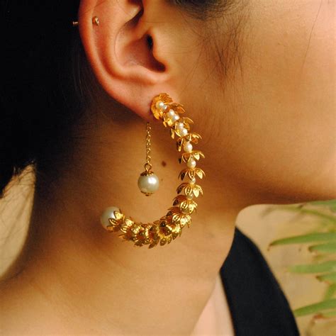 Floral Crescent Hoop Earrings