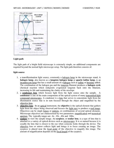 microbiology-43-61 - Light path The light path of a bright field ...