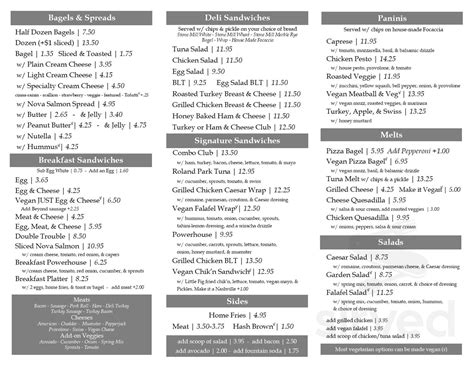 Roland Park Bagels menu in Baltimore, Maryland, USA