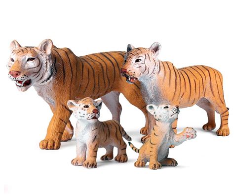 Buy Gemini&Genius Tigers Family Figurines Set, Animal Playset ...