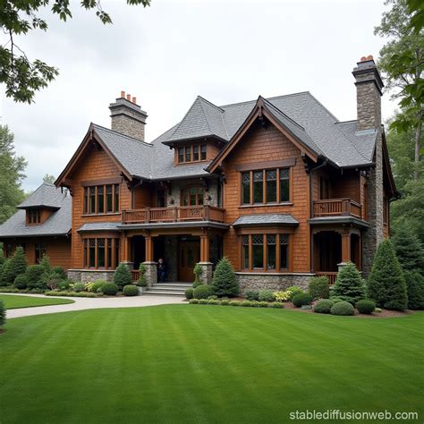 Tudor Revival Cedar Style Mansion by Frederick Law Olmsted | Stable ...