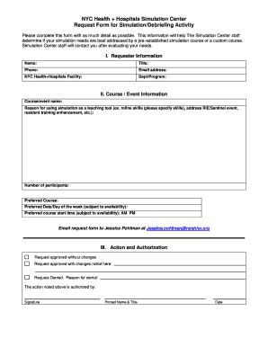 Fillable Online NYC Health + Hospitals Simulation Center Request Form ...