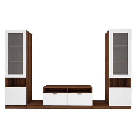 Fira TV Unit | 65 Inch TV | Walnut and Frosty White