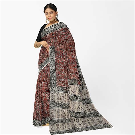Hand Block Printed Kalamkari Saree KCH-M005 – JSP Handlooms