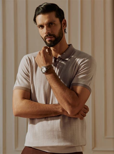 Buy Beige Merino Jacquard Polo | Casual Beige Jacquard Polo for Men ...