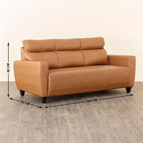 Buy Helios Emily Faux Leather 3-Seater Sofa - Beige from Helios by Home ...