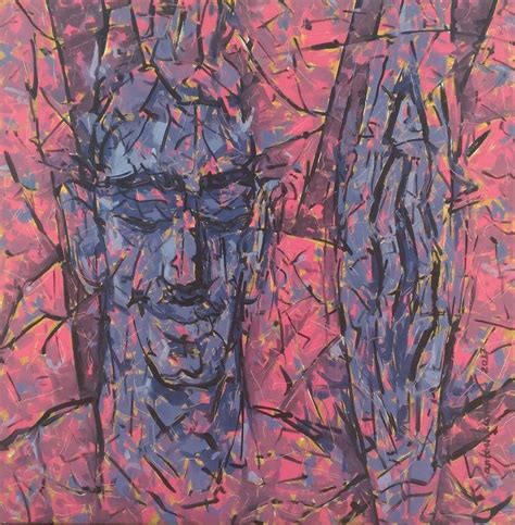 "Untitled 54": Red Violet Oil Painting by Santosh Patil | ArtZolo.com