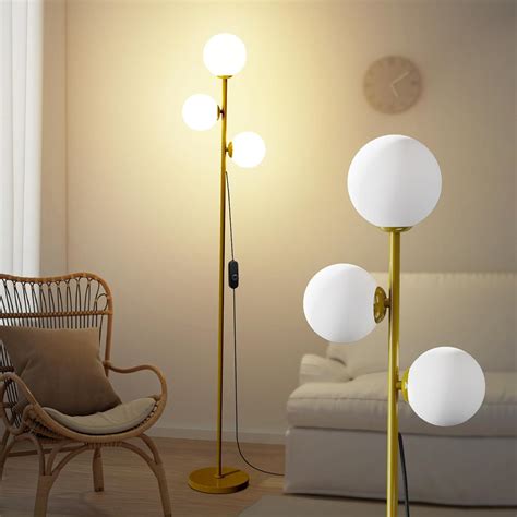 Hisummer Mid Century Modern Floor Lamp for Living Room, 3 Globe Lights ...