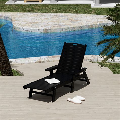 "WestinTrends Malibu Black Chaise Lounge, All Weather Adjustable Patio ...