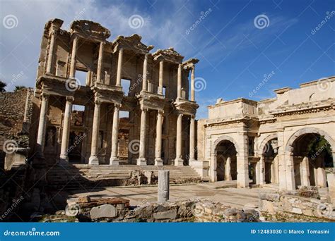 The Celsus Library in Ephesus Stock Photo - Image of monument ...
