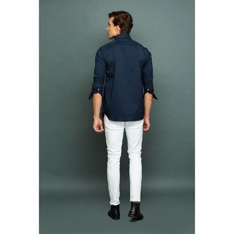 Blue shirt with harness detailing. – ECHKE