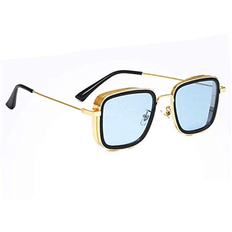 Buy ARZONAI CarryMinati Men Square Sunglasses Golden,Silver Frame, Blue ...
