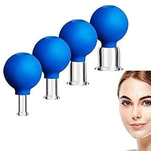 R A Products Glass Facial Cupping Set- 4Pcs Silicone Vacuum Suction ...