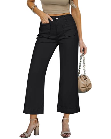 LookbookStore High Waisted Crop Jeans for Women Wide Leg Capris for ...