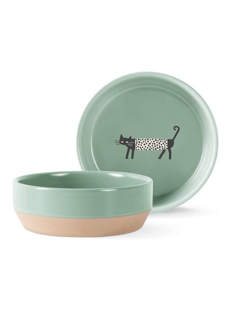 OLIVER THE CAT SM STONEWARE PET BWL