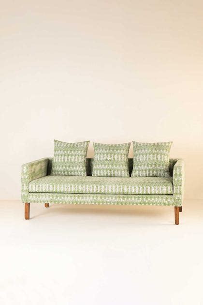 Buy Arka Herringbone Cotton Stem Green Printed Upholstery Fabric Online ...