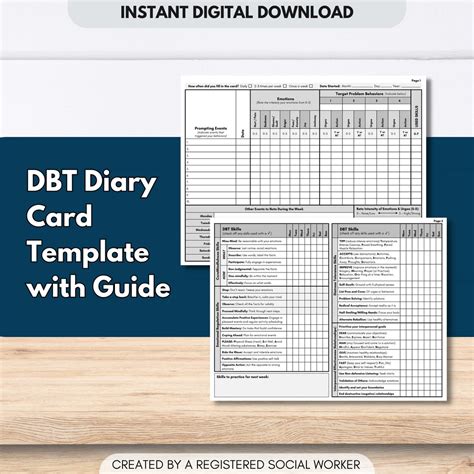 DBT Diary Card, Dialectical Behavior Therapy, Skills Tracker Worksheet ...