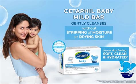 Cetaphil Baby Mild Bar 75gm, Kids Soap for Bath, White, Medium : Amazon ...