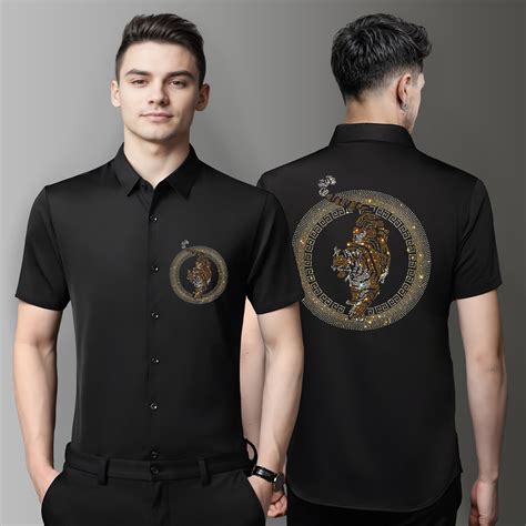 Men's Luxury Rhinestone Half Sleeve Shirt – MEN IN CROWN