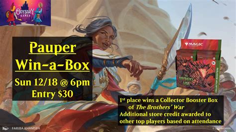 Pauper Win A Box this Sunday at Odyssey Games in Pasadena! : r/Pauper
