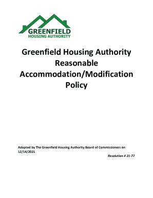 Fillable Online Greenfield Housing Authority Reasonable Accommodation ...