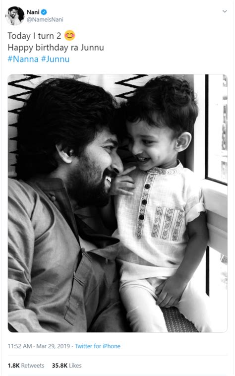 Telugu Star Nani Seems Turn 2 On 2nd Birthday Of His Little Son Arjun ...