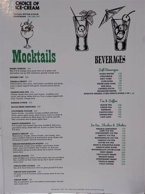 Menu at DELILAH (by cafe after hours), New Delhi