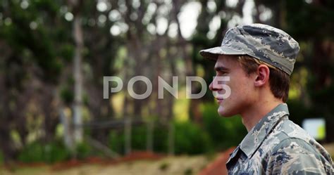 American Soldier Standing At Attention