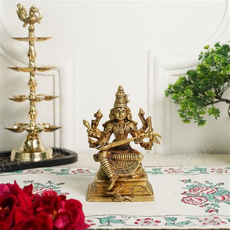 Buy Vidya Rupa Devi Saraswati Brass Idol Online in India - Mypoojabox.in