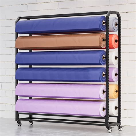 Amazon.com: Commercial Fabric Roll Storage Rack with Adjustable Hanging ...