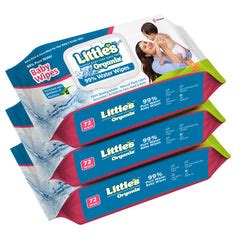 Little's Organix 99% Pure Water (Unscented) Baby Wipes, Natural Plant ...