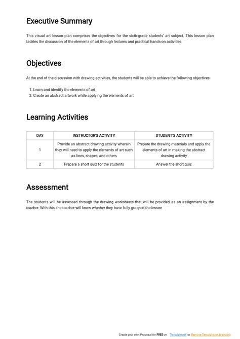 Image result for Visual Art Lesson Plan Example